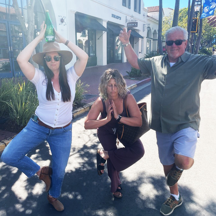 Hunt participants in yoga poses